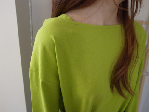 colorful boatneck top : yellow green