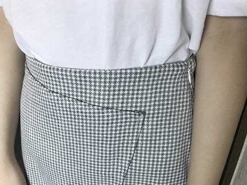 check wrap skirt : gray