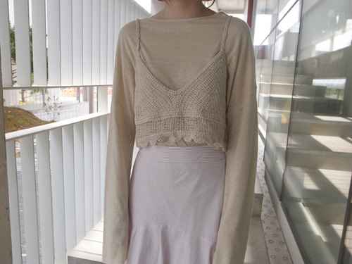 knit lace bustier : beige 입고지연 