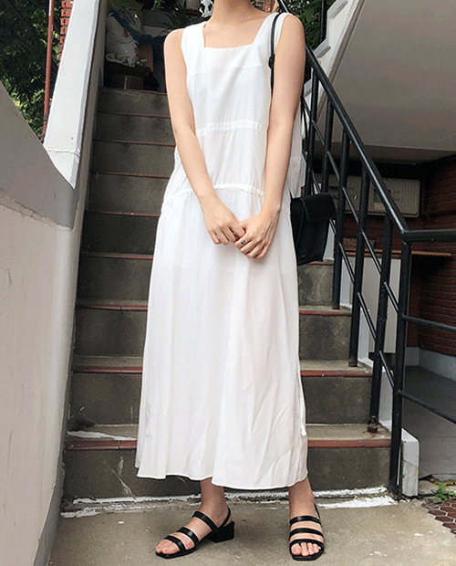 double shirring dress : white