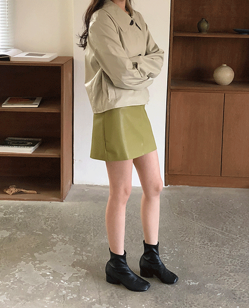 leather mini skirt / 3color