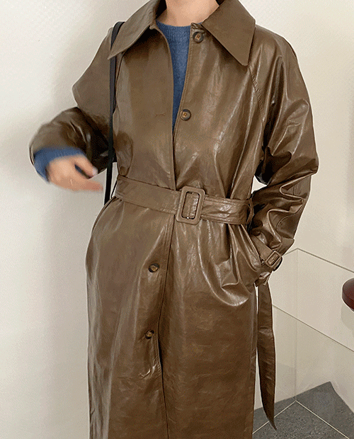 even leather coat / 2color