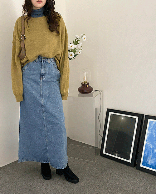 out long skirt : light blue
