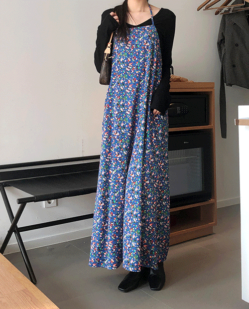 coloful flower dress / 2color