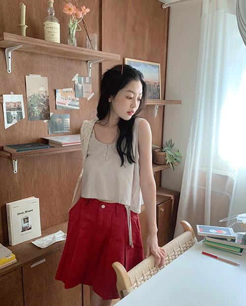 cotton midi skirt / 4color