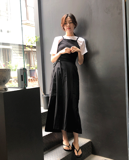 cargo string skirt : black