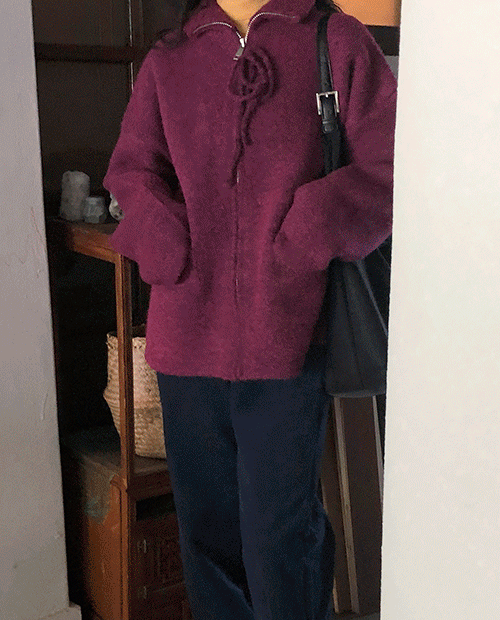 chris knit zip-up : purple