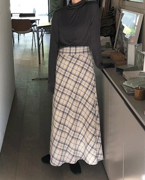 bean check long skirt / 2color