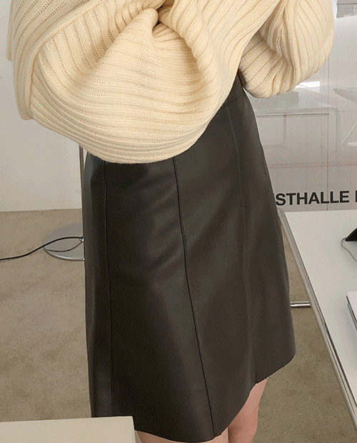 spin leather skirt / 2color