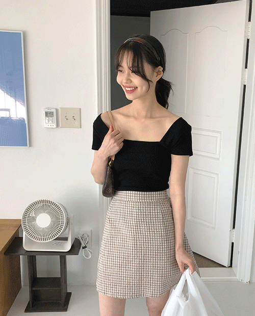 ribbon check mini skirt / 2color
