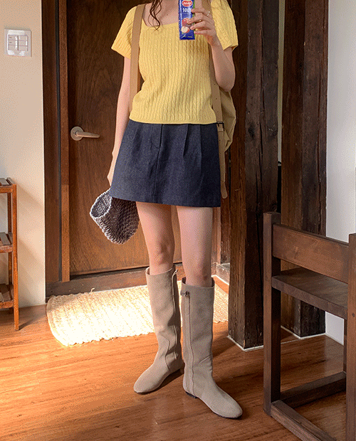 denim mini skirt / 2color