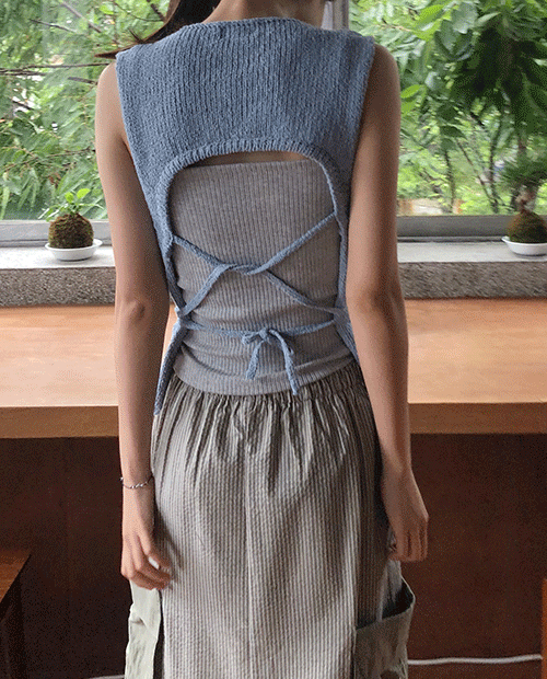 back strap knit top / 3color