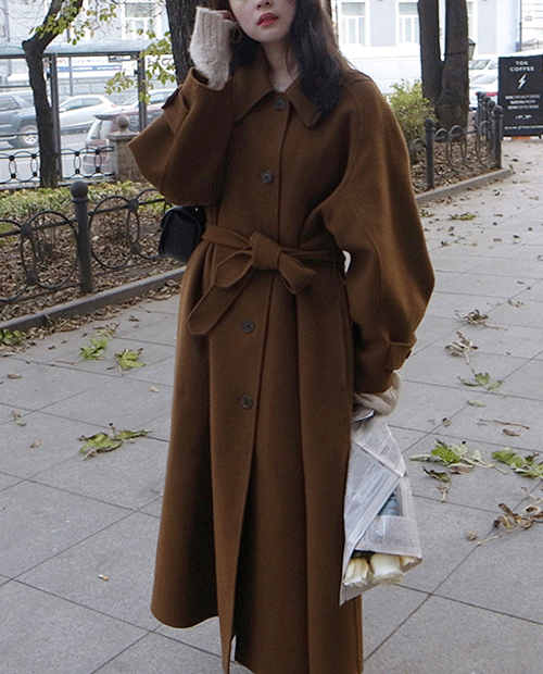 della handmade long coat :  brown 당일발송
