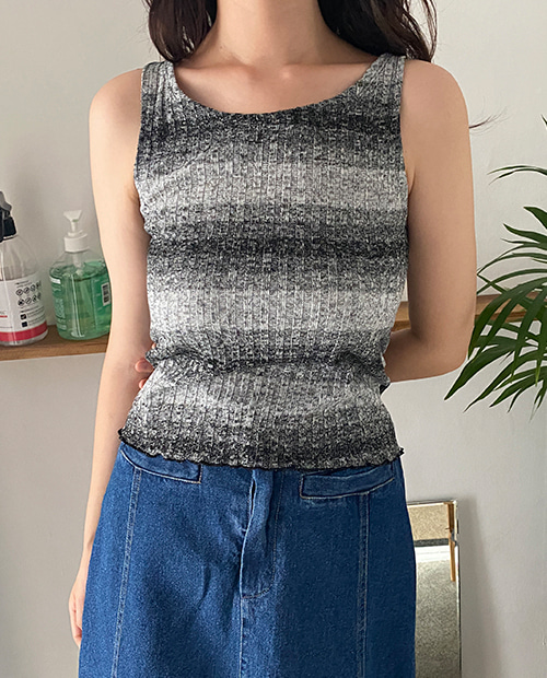 two-tone knit sleeveless / 3color