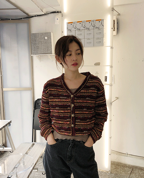 colorful knit cardigan / 3color