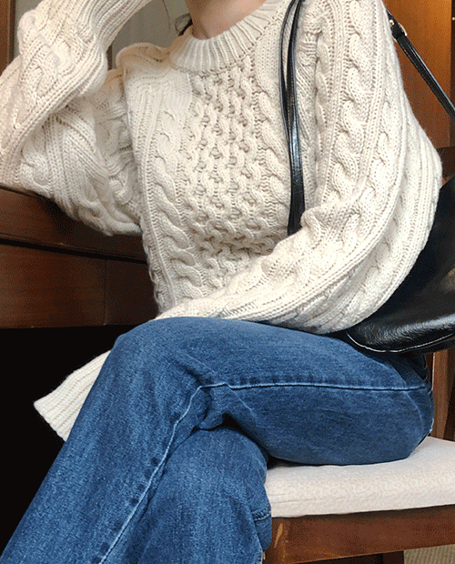warm twist knit top / 3color