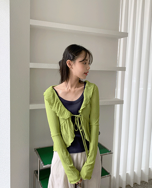 pleats frill cardigan : green