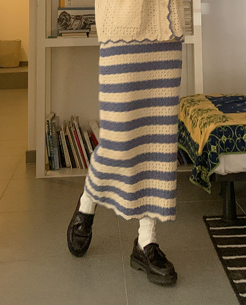 stripe knit skirt / 2color