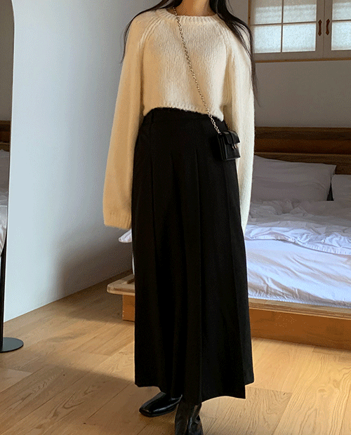 warm pleats skirt / 3color