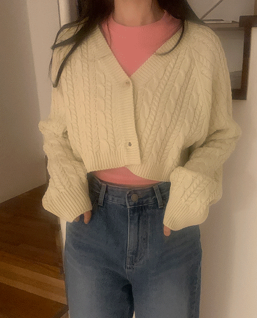 loha crop knit cardigan / 3color