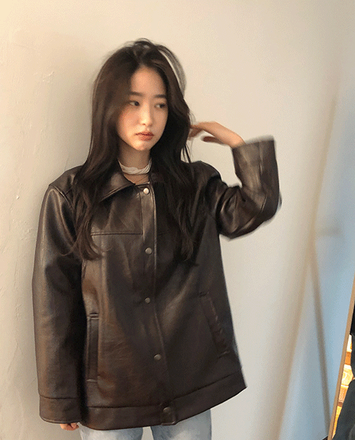 leather half jacket / 2color