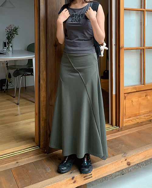 maxi slit long skirt / 2color