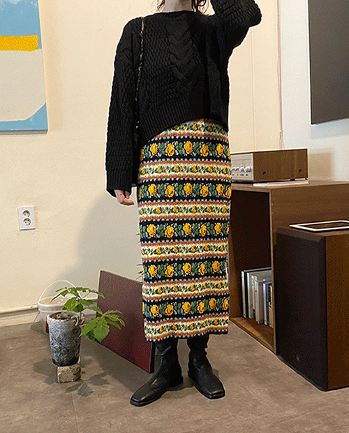 rora flower skirt : black