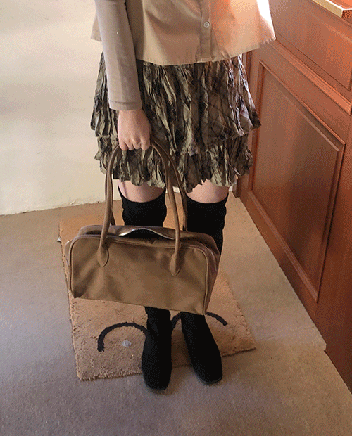 wrinkle check mini skirt/ 2color