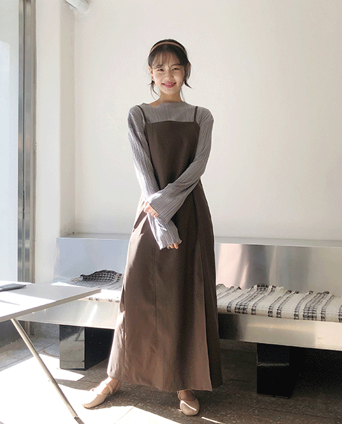 space long dress : brown