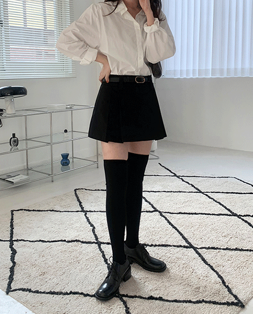 low pleats mini skirt / 2color