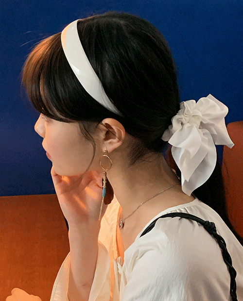 milk ribbon scrunchie / 2color