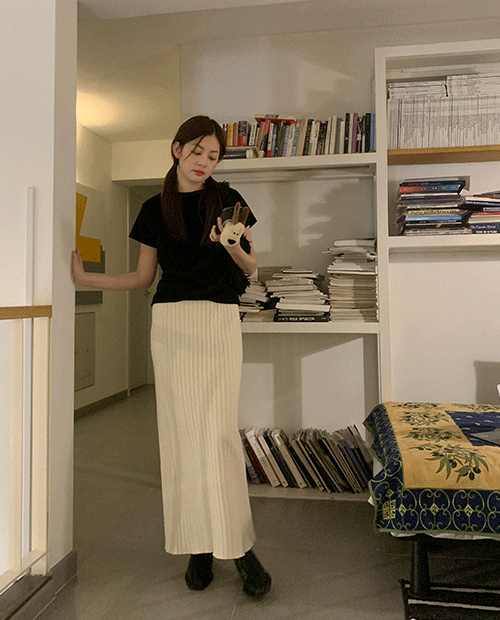 apple knit long skirt / 3color
